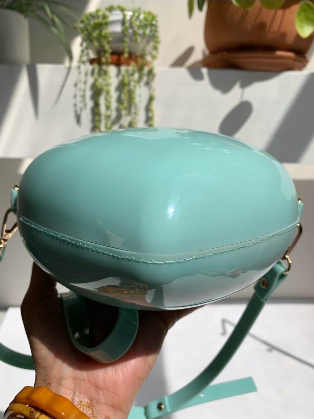 SOLD🪷 Jelly Heart Shaped Festival Crossbody Purse Light Blue - Picture 13 of 16